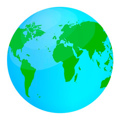 Sphere, globe, world map on a white background. Vector illustration, icon.