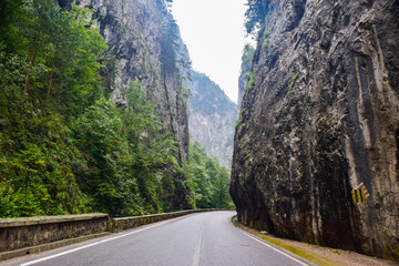 Bicaz Gorge road in Romania, is one of the most spectacular drives in the country, location in Carpathian mountain.