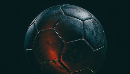 Naklejka premium Gold soccer ball on various material and background, 3d rendering