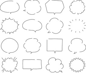 シンプルでおしゃれな吹き出しのセット／イラスト／手描き