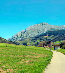 Mountains of Asturias in the north of Spain in a cloudy day