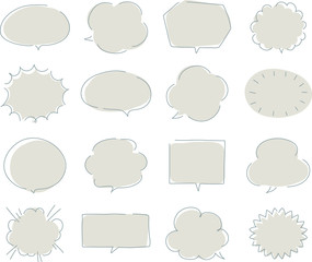 シンプルでおしゃれな吹き出しのセット／イラスト／手描き