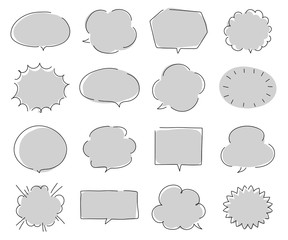 シンプルでおしゃれな吹き出しのセット／イラスト／手描き