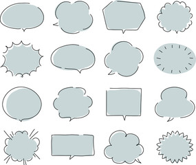 シンプルでおしゃれな吹き出しのセット／イラスト／手描き