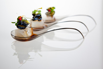 Delicious fish starter with a professional presentation for catering