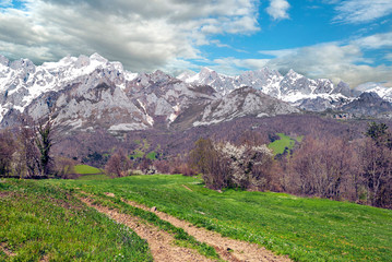 Mogrovejo mountains in the north of Spain in a sunny day