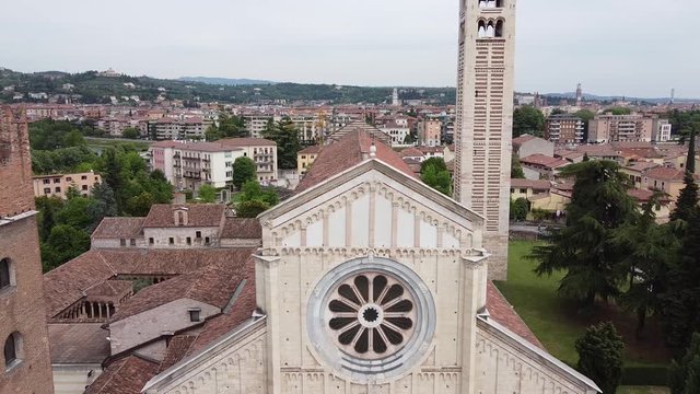 Basilica di San Zeno, Verona, Italy, aereal, drone 