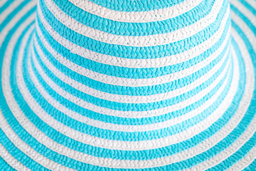 Blue and white color straw mat surface with round pattern. Summer abstract background and texture...