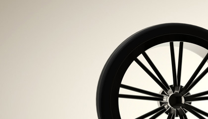 Aluminium on shadow and light rim of luxury car wheel. Various material and background, 3D render
