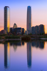 Skyline of buildings at Las Condes district, Santiago de Chile