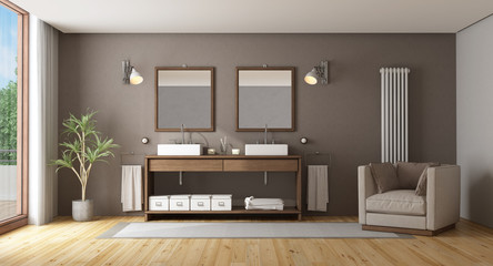 Elegant bathroom with double washbasin