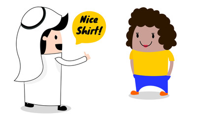 Vector Characters Giving Compliments 