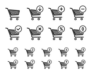 shopping cart sign set for website, shopping trolley icons © extracoin