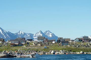 Village with colorful houses in Greenland © Nikolaj
