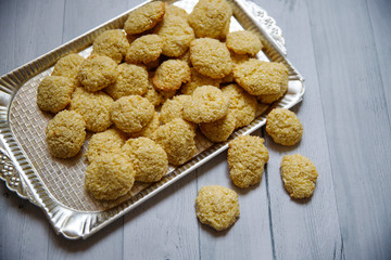 Coconut Cookies On A Gray Background