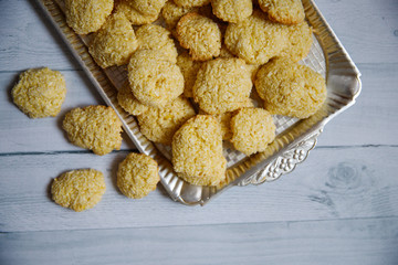 Coconut Cookies On A Gray Background