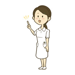 笑顔で案内する看護師の女性のイラスト