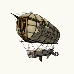 sketch airship retro steampunk decor