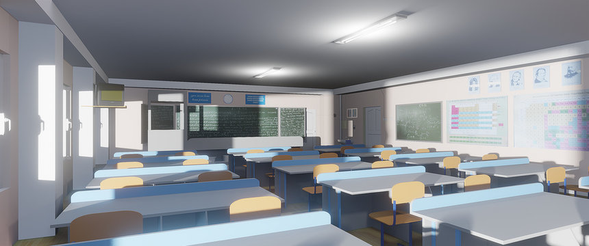 Anime Classroom background [3D render/Anime style] Stock Illustration |  Adobe Stock
