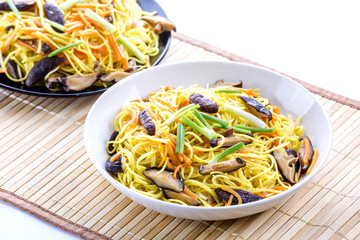 Chiness noodle on white plate