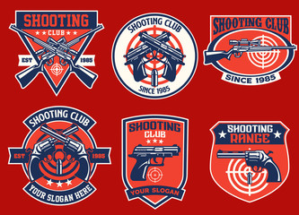 Naklejka premium set bundle of shooting club badge collection