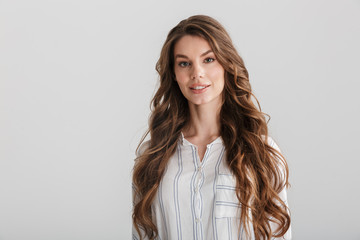 Obraz premium Image of confident caucasian woman posing and looking at camera