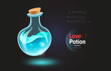Love potion bottle. Fantasy isoleted on color background illustration [EPS 10]