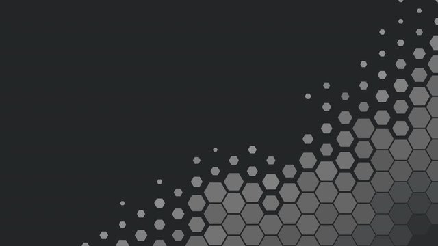Animated abstract geometric background, metal hexagons gradually appearing on a dark gray background. For banners, screensavers, previews. 4k Place for text. Copyspace.