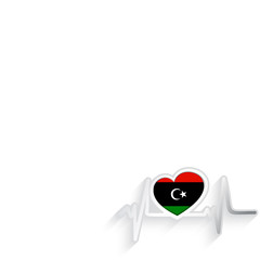 Libya flag heart shaped isolated on white