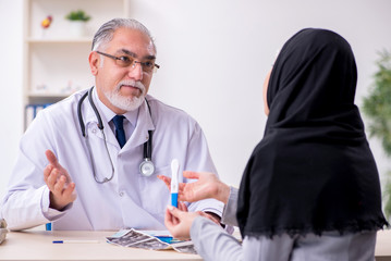 Arab woman visiting experienced doctor