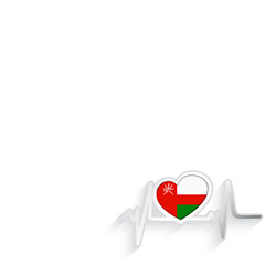 Oman flag heart shaped isolated on white