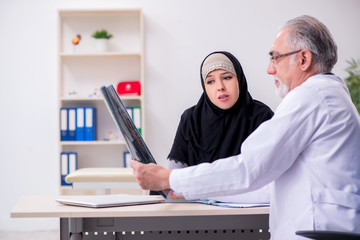 Arab woman visiting experienced doctor