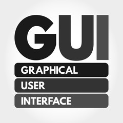 GUI - Graphical User Interface acronym, technology concept background