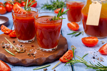 Thick red juice in glass