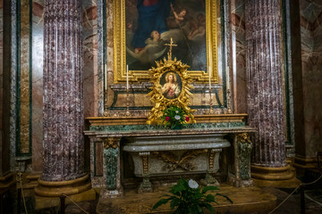 Interior of Saint Anthony in Campo Marzio, a Baroque Roman Catholic church, the national church of the  Portuguese community in Rome, Italy