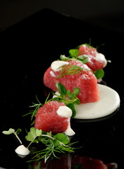 Fresh tuna Tartare, fine dining appetizer