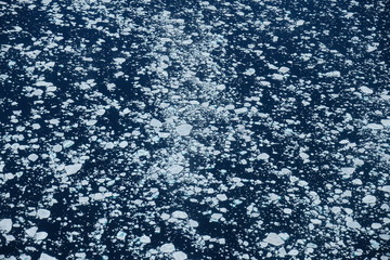 Melting sea ice in Greenland arctic region from above
