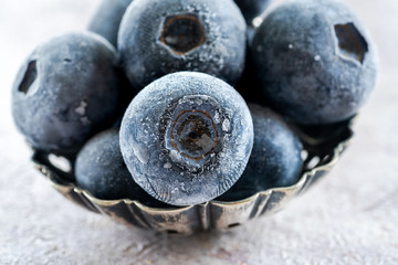 Frozen blueberries - closeup with selective focus
