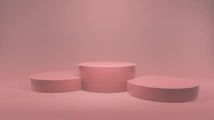 Podium stage for display or showcase.  Pastel colors scene, 3d illustration