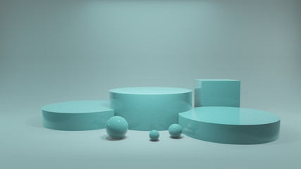 Podium stage for display or showcase.  Pastel colors scene, 3d illustration