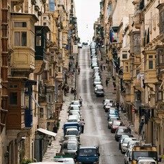 Valleta the streets of old town capital city of Malta