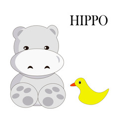 A little hippo. Vector illustration for logos, postcards, stickers, icons. Children's illustration in cartoon style.