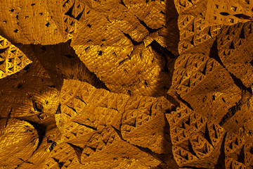 3D render. Fractal image of a 3D object. Fractal landscape. A colorful computer-generated image. The fractal background. Textures for the design. Abstract painting. Pattern