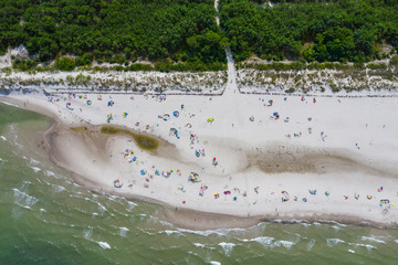 Aerial view of Hel Peninsula in Poland, Baltic Sea and Puck Bay (Zatoka Pucka) Photo made by drone...