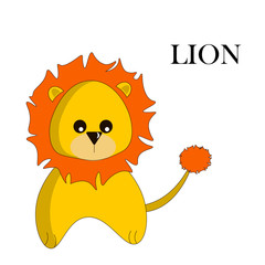 Illustration of a lion. Cartoon style. Bright vector pattern for stickers, logos, icons. Children's drawing. 