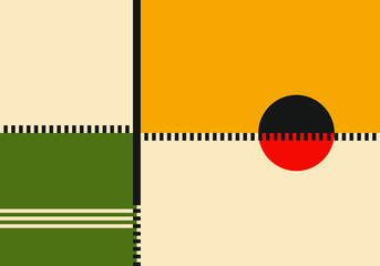 Abstract geometric pattern banner Bauhaus design - 346167878