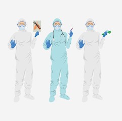 doctor in protective gowns.