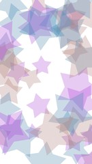 Multicolored translucent stars on a white background. Vertical image orientation. 3D illustration
