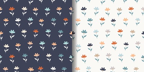 Floral seamless patterns set with elegant design, two different backgrounds
