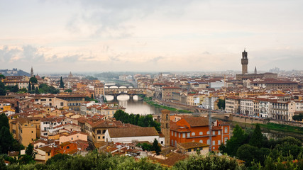 Fototapeta na wymiar Panorama of Florence with a view of the bridge